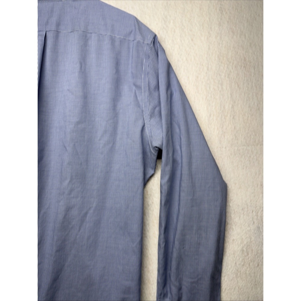 Lauren Ralph Lauren Mens 16 34/35 Classic Fit Blue Gingham Non Iron Dress Shirt - Picture 7 of 16